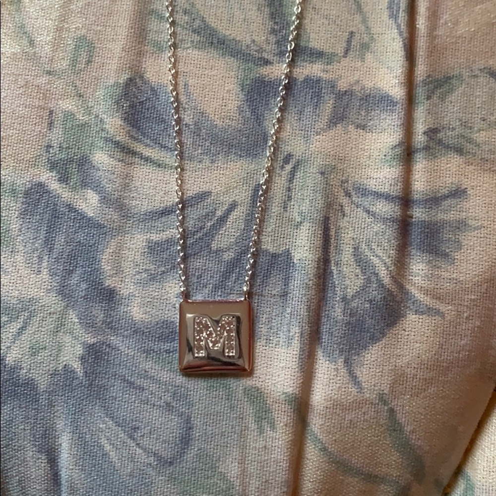 silver m necklace
